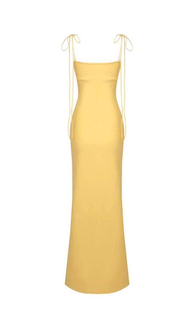 AIIZIE YELLOW TULIP SATIN MAXI DRESS - product image