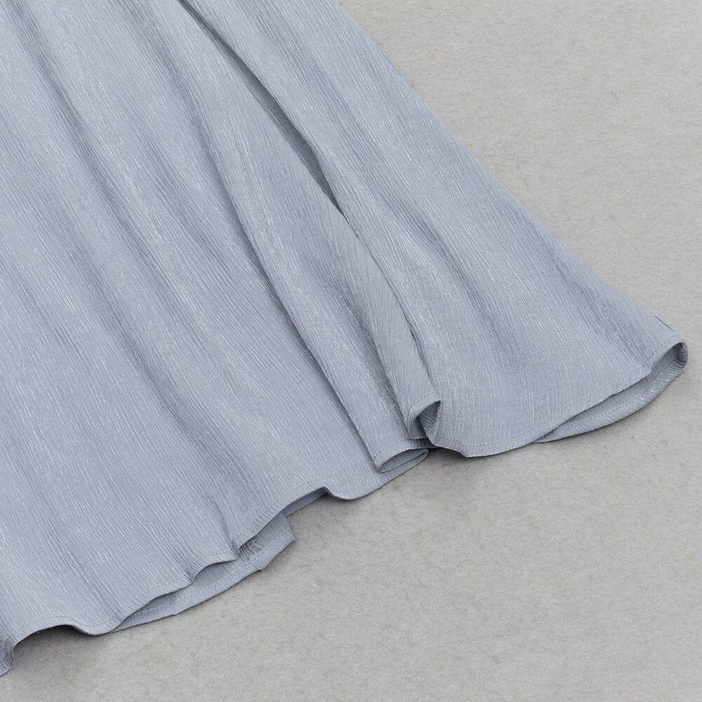 AIIZIE ROUND NECK PUFF LONG SLEEVES WAIST SLIM FIT LOOSE MIDI DRESS - product image