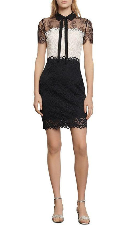 ROZEN TWO-TONE LACE MINI DRESS