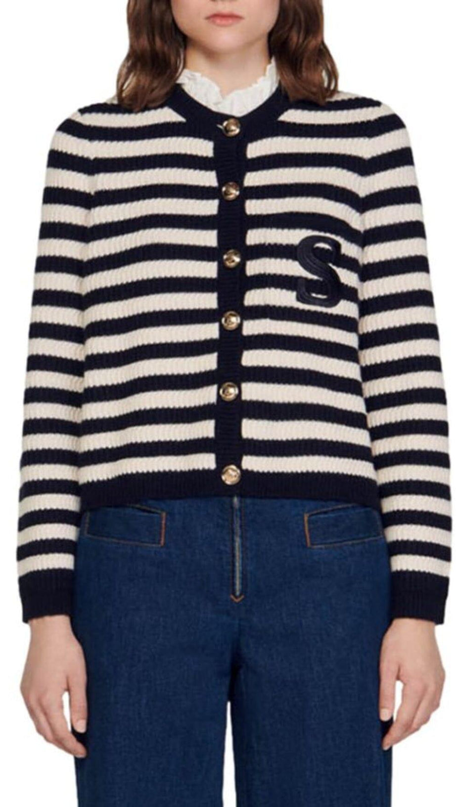 Matrosen-Strickjacke mit Streifen 