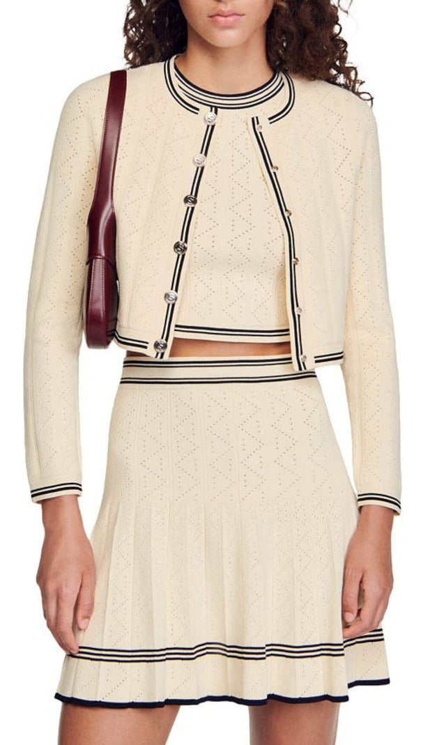 AIIZIE SALAZIE POINTELLE CROPPED CARDIGAN - product image