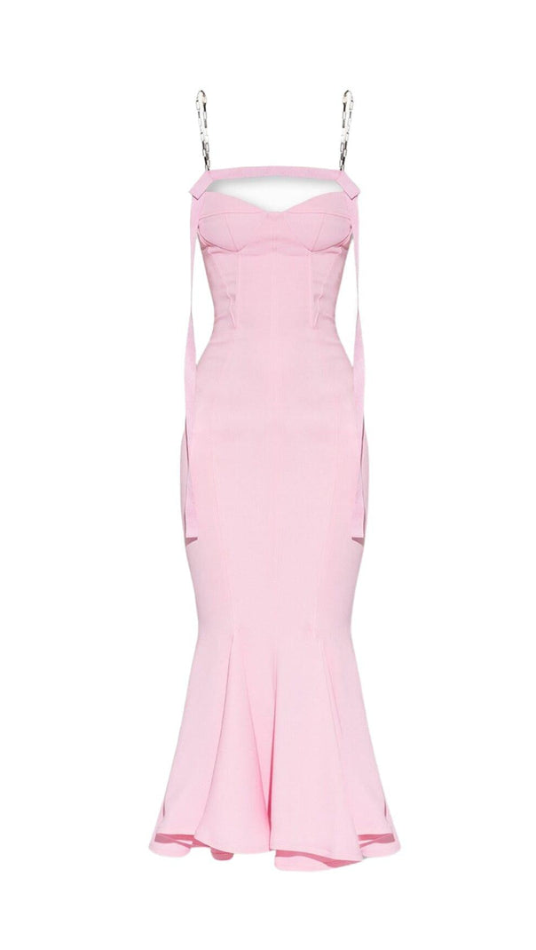 AIIZIE STRAPY SLIM MAXI DRESS IN PINK - product image