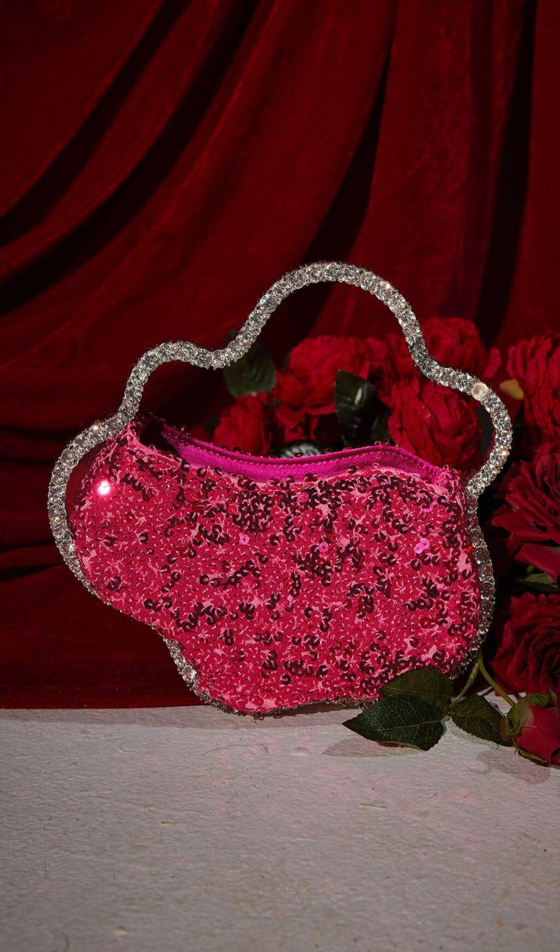 SEQUIN CLOUD CLUTCH IN HOT PINK