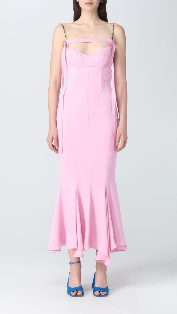 AIIZIE STRAPY SLIM MAXI DRESS IN PINK - product image