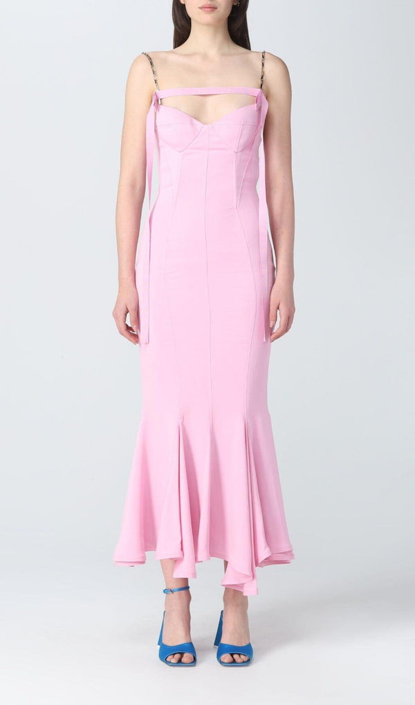 STRAPY SLIM MAXI DRESS IN PINK