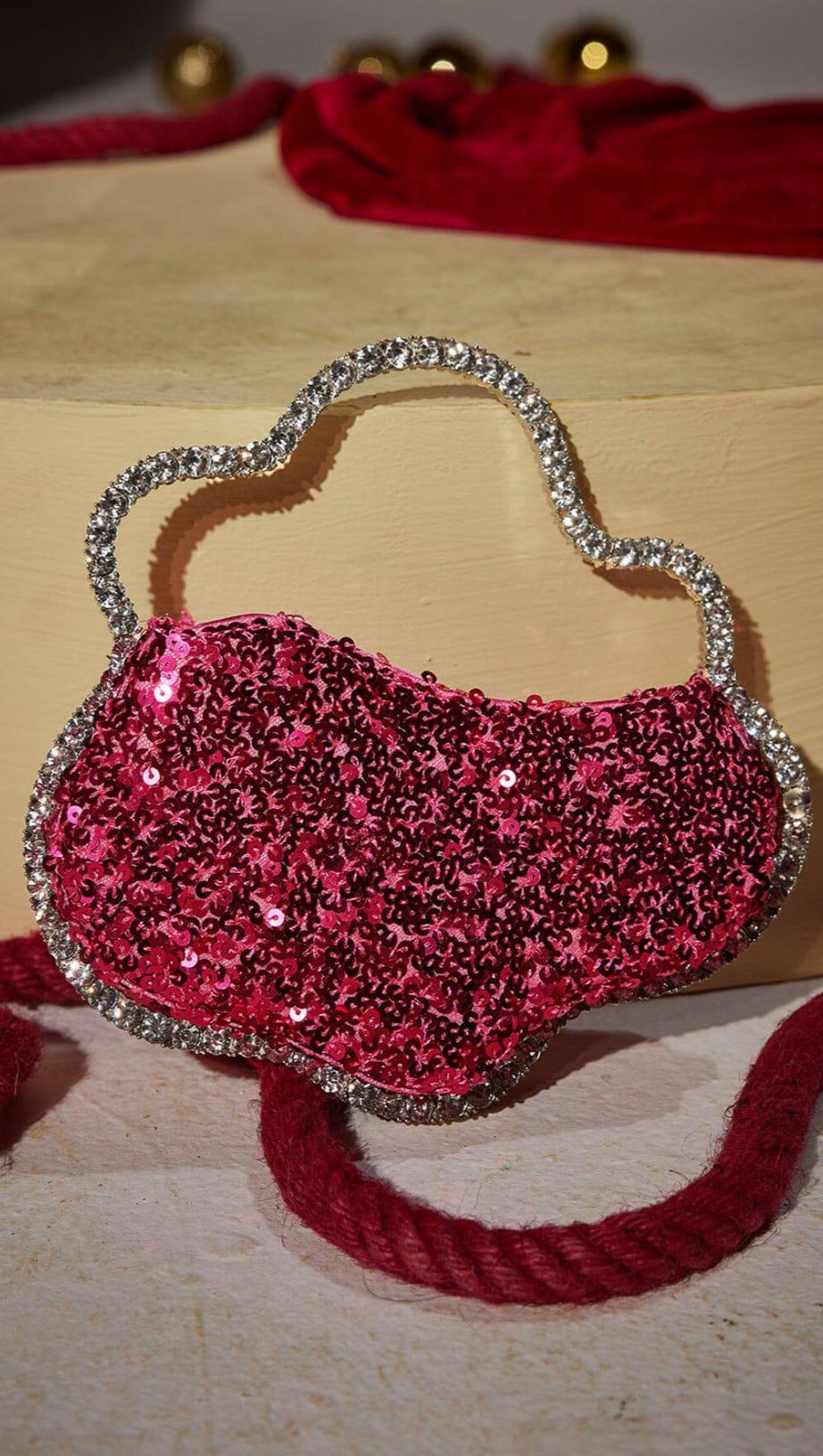 SEQUIN CLOUD CLUTCH IN HOT PINK