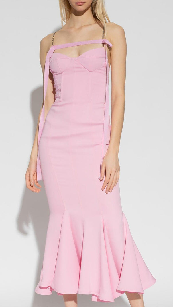 AIIZIE STRAPY SLIM MAXI DRESS IN PINK - product image
