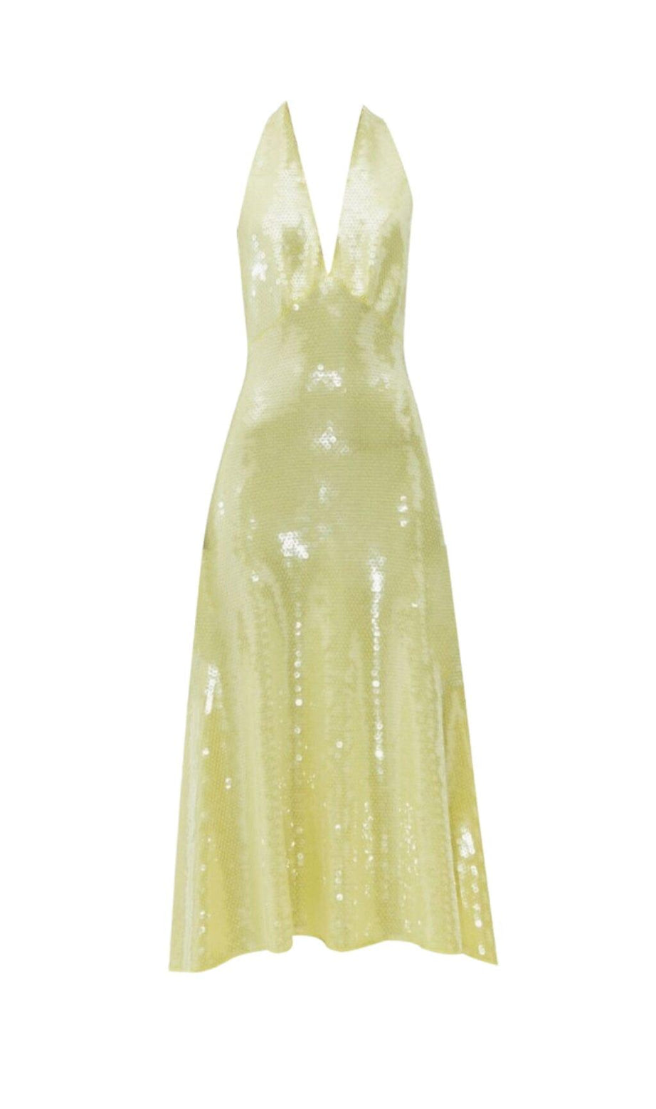Rückenfreies A-Linien-Midikleid mit Neckholder und Pailletten