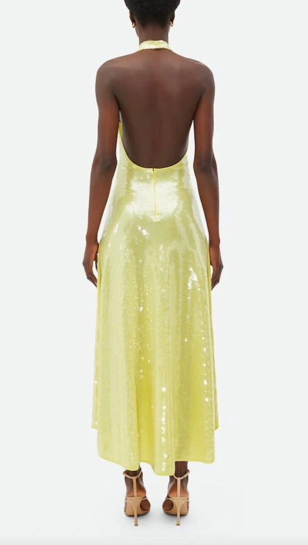 AIIZIE SEQUIN HALTER NECK A-LINE BACKLESS MIDI DRESS - product image