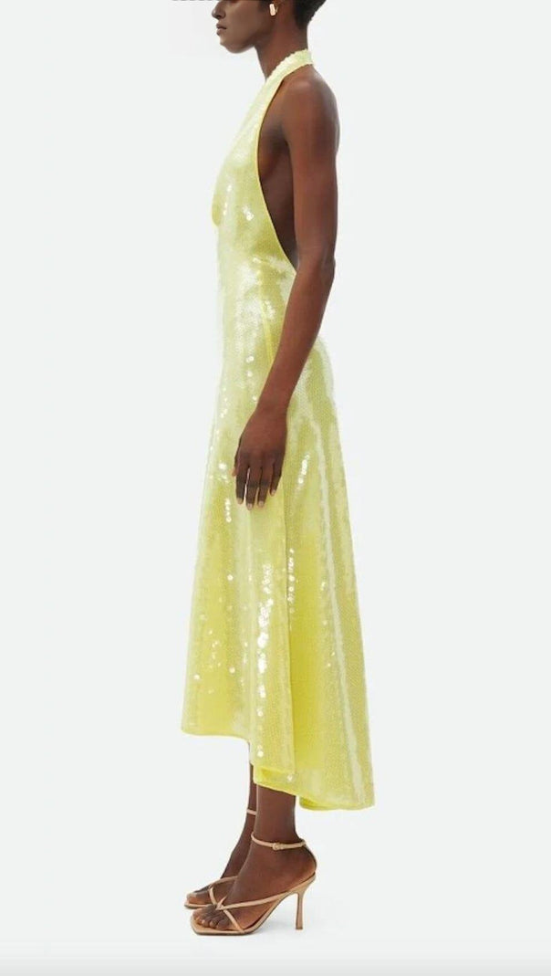 AIIZIE SEQUIN HALTER NECK A-LINE BACKLESS MIDI DRESS - product image