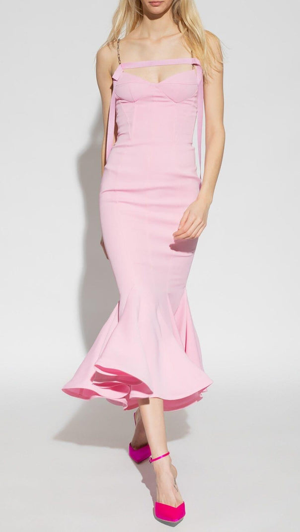 AIIZIE STRAPY SLIM MAXI DRESS IN PINK - product image