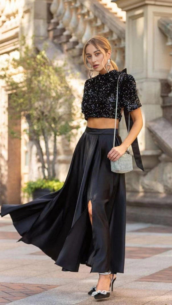 AIIZIE SEQUIN SET DRESS IN BLACK - product image