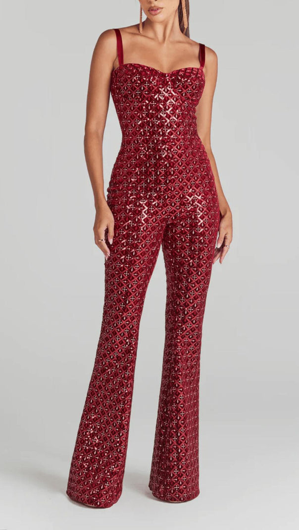 AIIZIE SEQUIN SUSPENDER STRAPLESS STRAPLESS SLIM FIT JUMPSUIT - product image