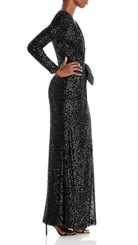 SEQUINED WRAP GOWN