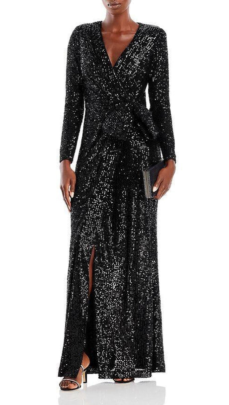 SEQUINED WRAP GOWN