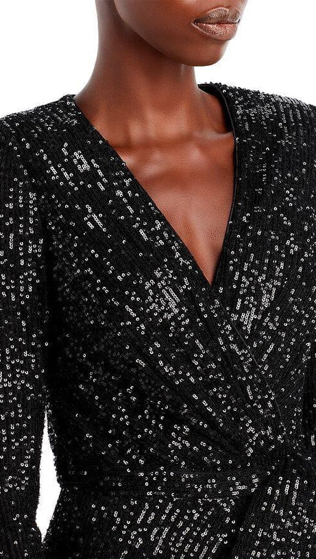 SEQUINED WRAP GOWN