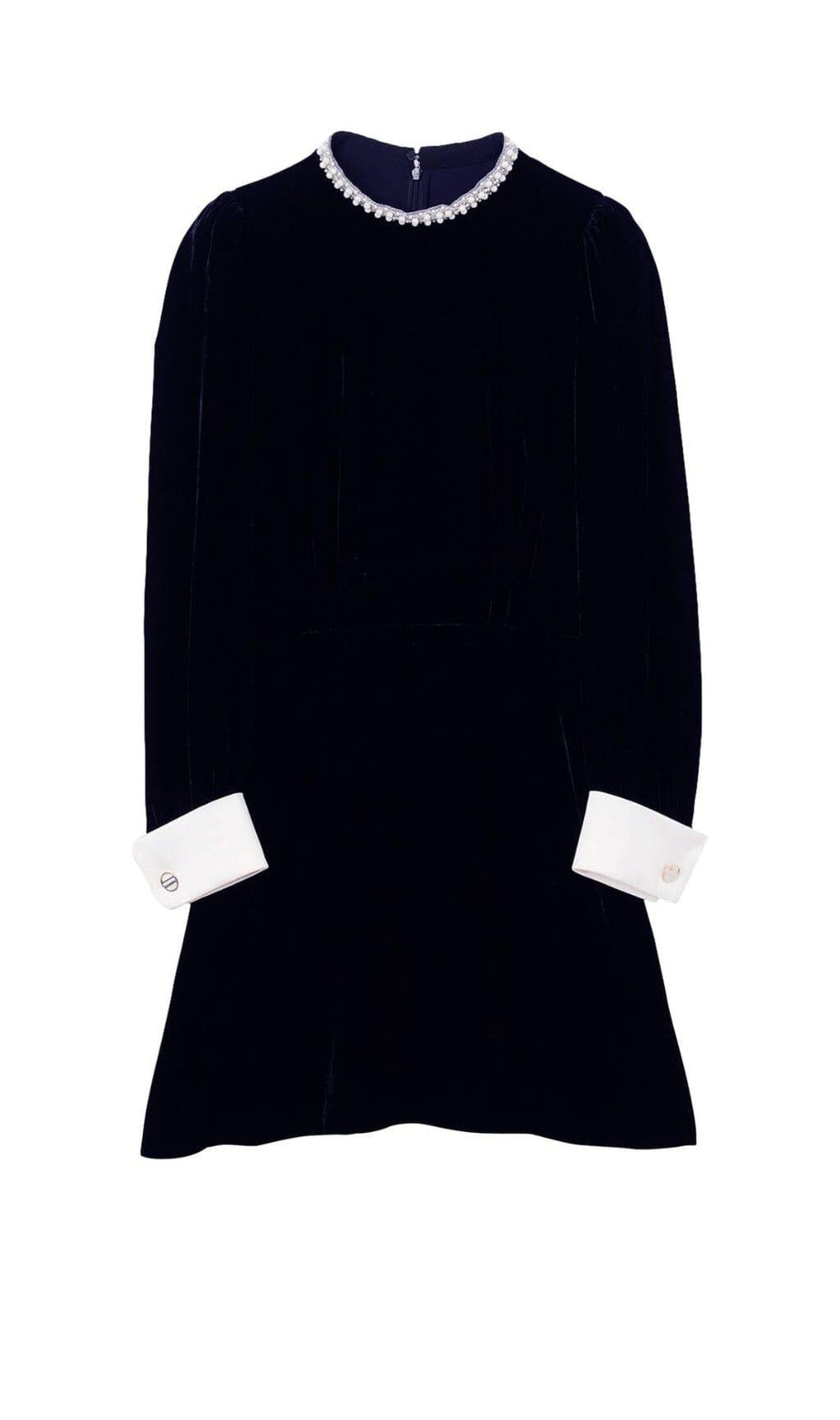 SERENA SAMTKLEID MIT PERLENKRAGEN 