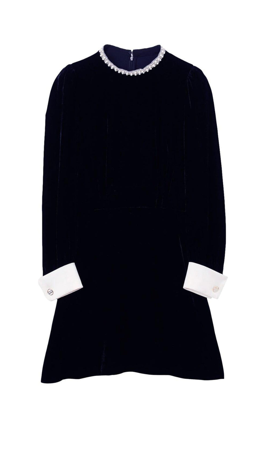 SERENA BEADED COLLAR VELVET DRESS