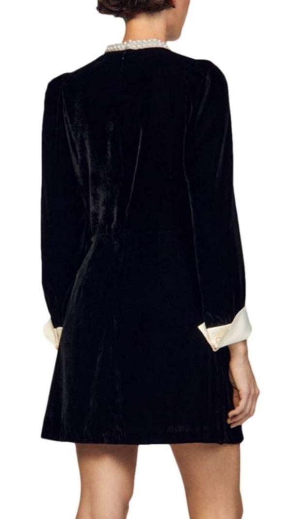 AIIZIE SERENA BEADED COLLAR VELVET DRESS - product image