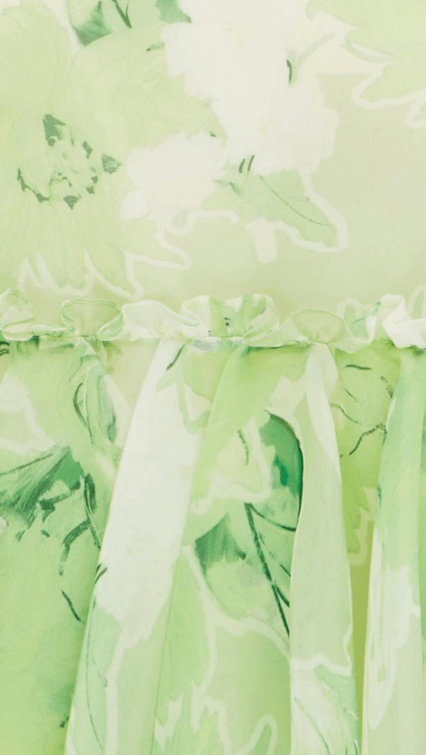 AIIZIE SHORT SLEEVE MINI DRESS IN JASMINE PRINT IN SAGE - product image