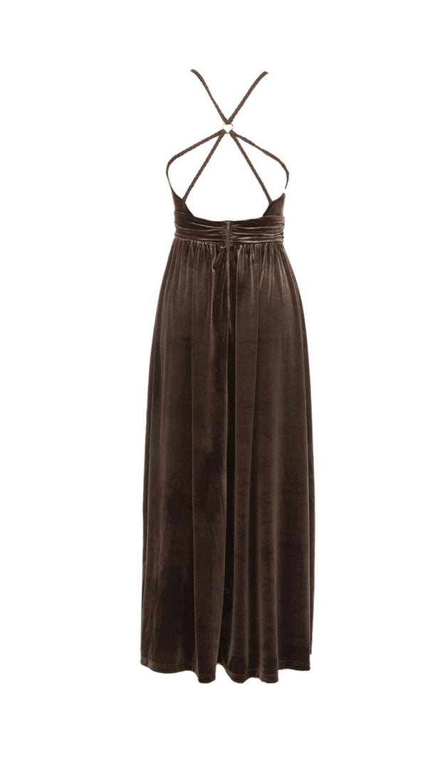 AIIZIE SLEEVELESS OPEN BACK BRAIDED ROPE CROSS DESIGN SUSPENDER MAXI DRESS - product image