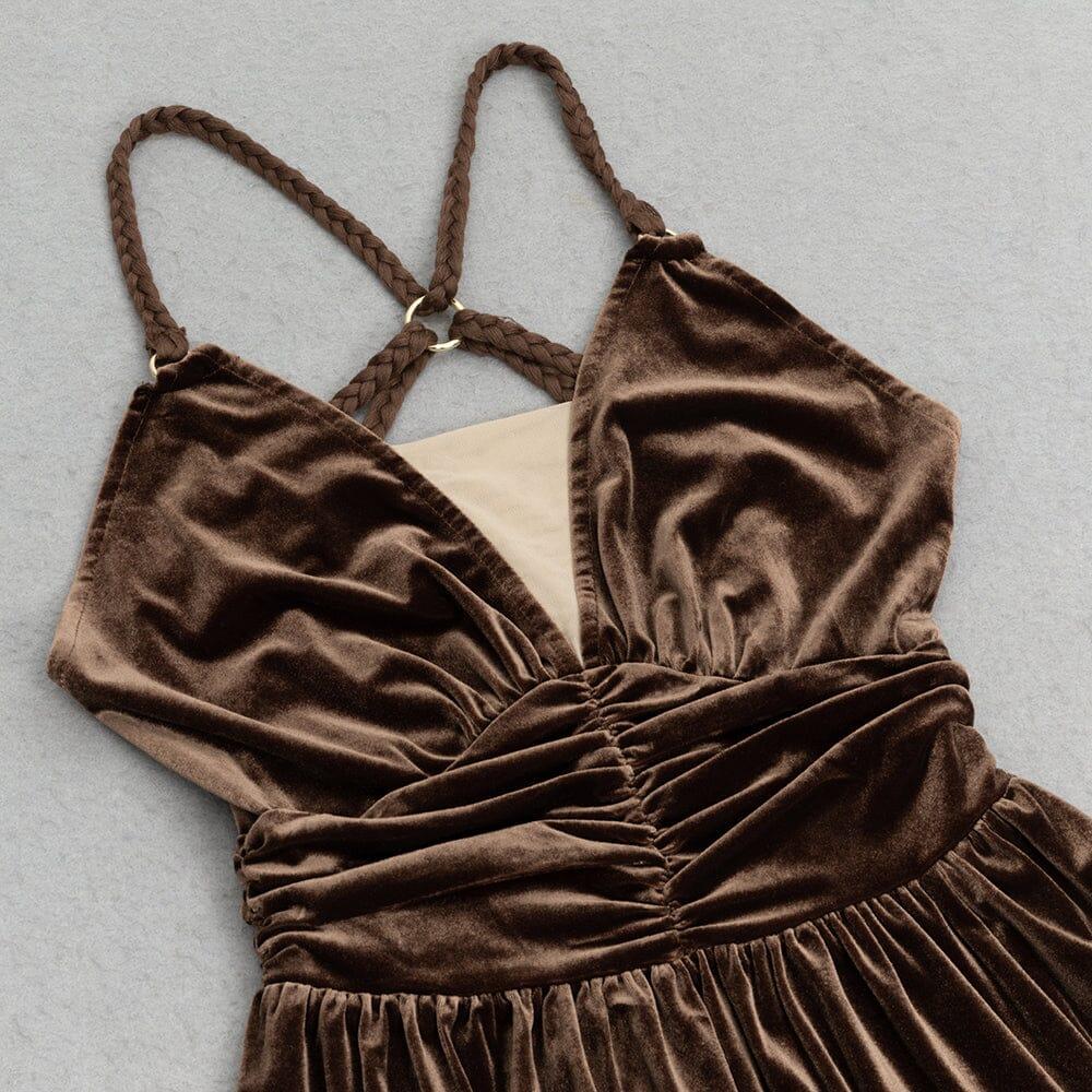 AIIZIE SLEEVELESS OPEN BACK BRAIDED ROPE CROSS DESIGN SUSPENDER MAXI DRESS - product image