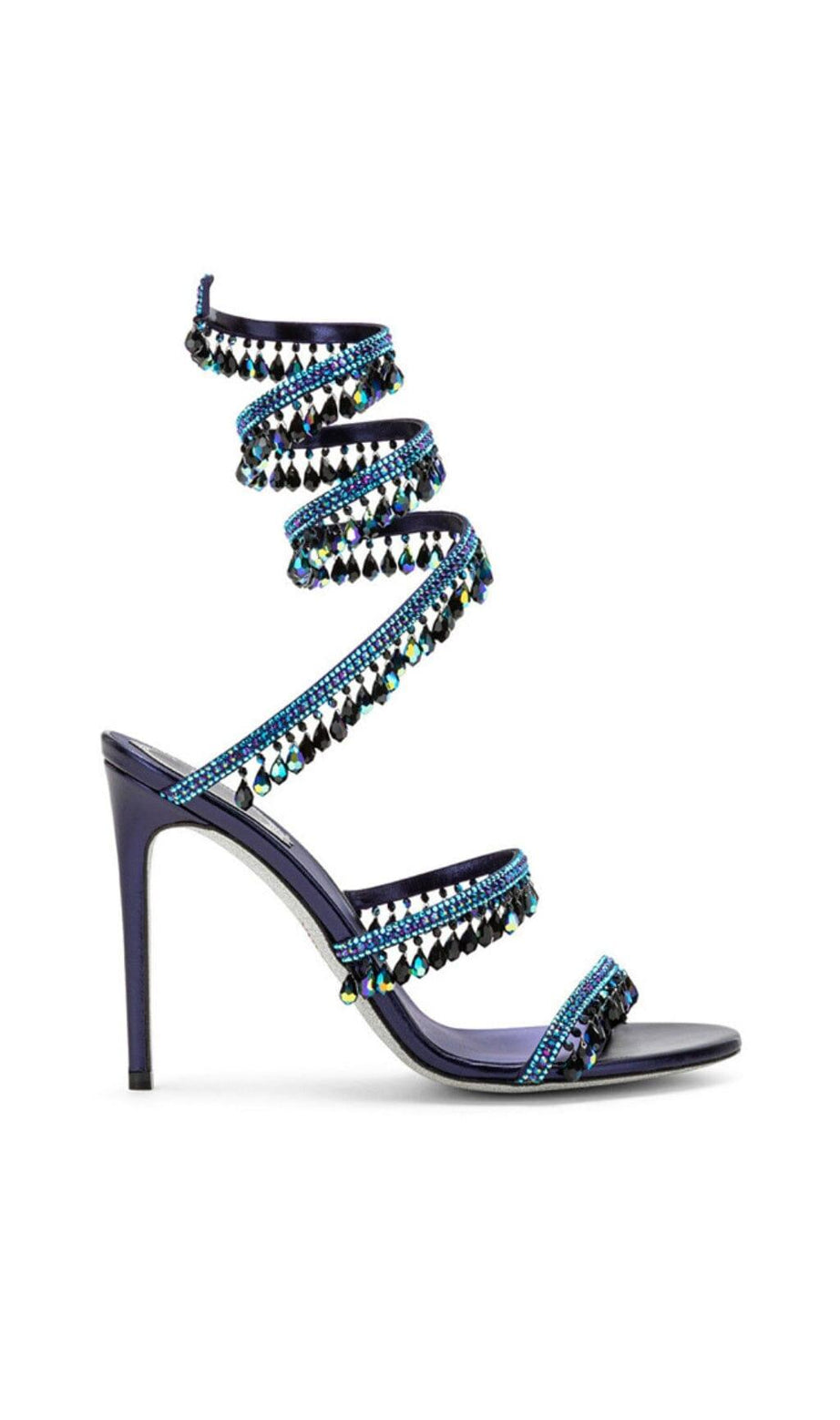 SNAKE RHINESTONE SANDALS IN BLUE