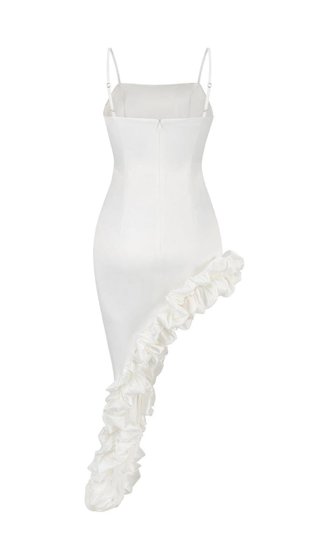 AIIZIE SOLID COLOR FLORAL HIP-HUGGING PLEATED SUSPENDER DRESS - product image