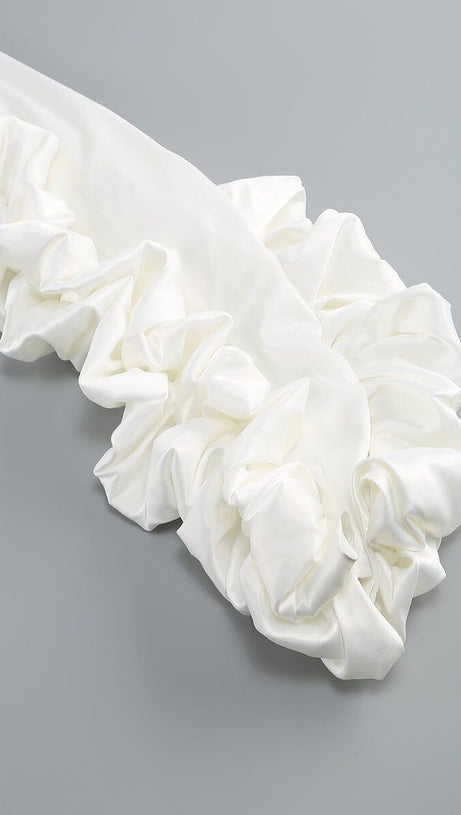 SOLID COLOR FLORAL HIP-HUGGING PLEATED SUSPENDER DRESS