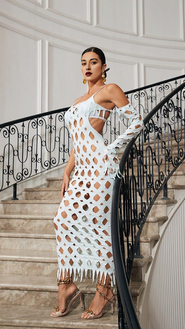 AIIZIE SQUARE HOLLOW ONE SLEEVE MAXI DRESS - product image