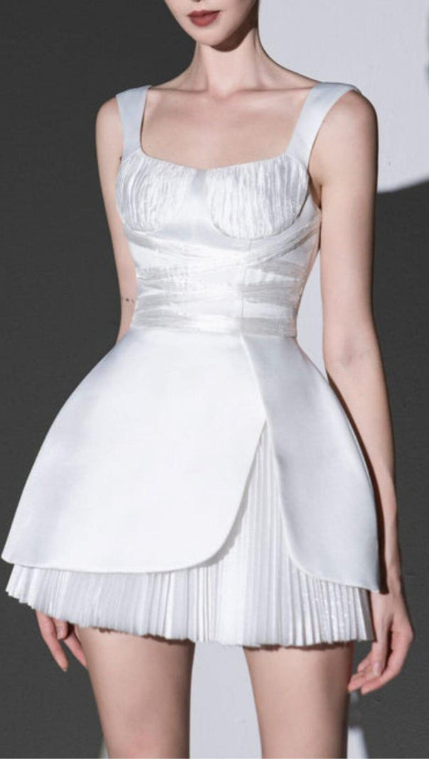 AIIZIE SQUARE NECK MINI DRESS IN WHITE - product image
