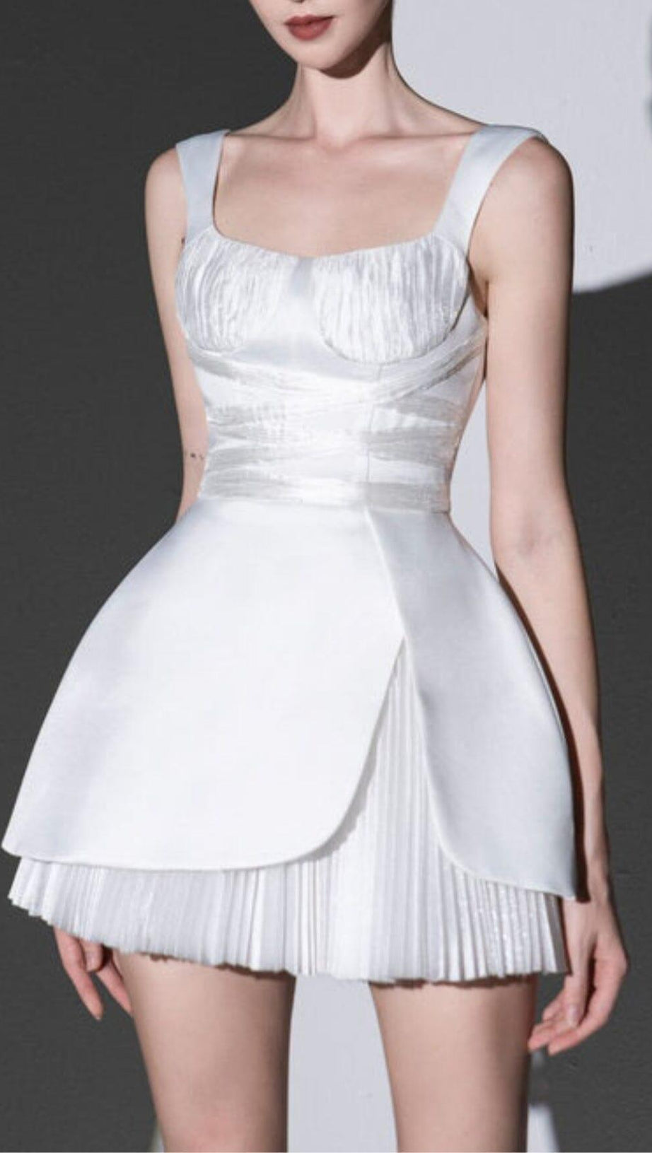 SQUARE NECK MINI DRESS IN WHITE