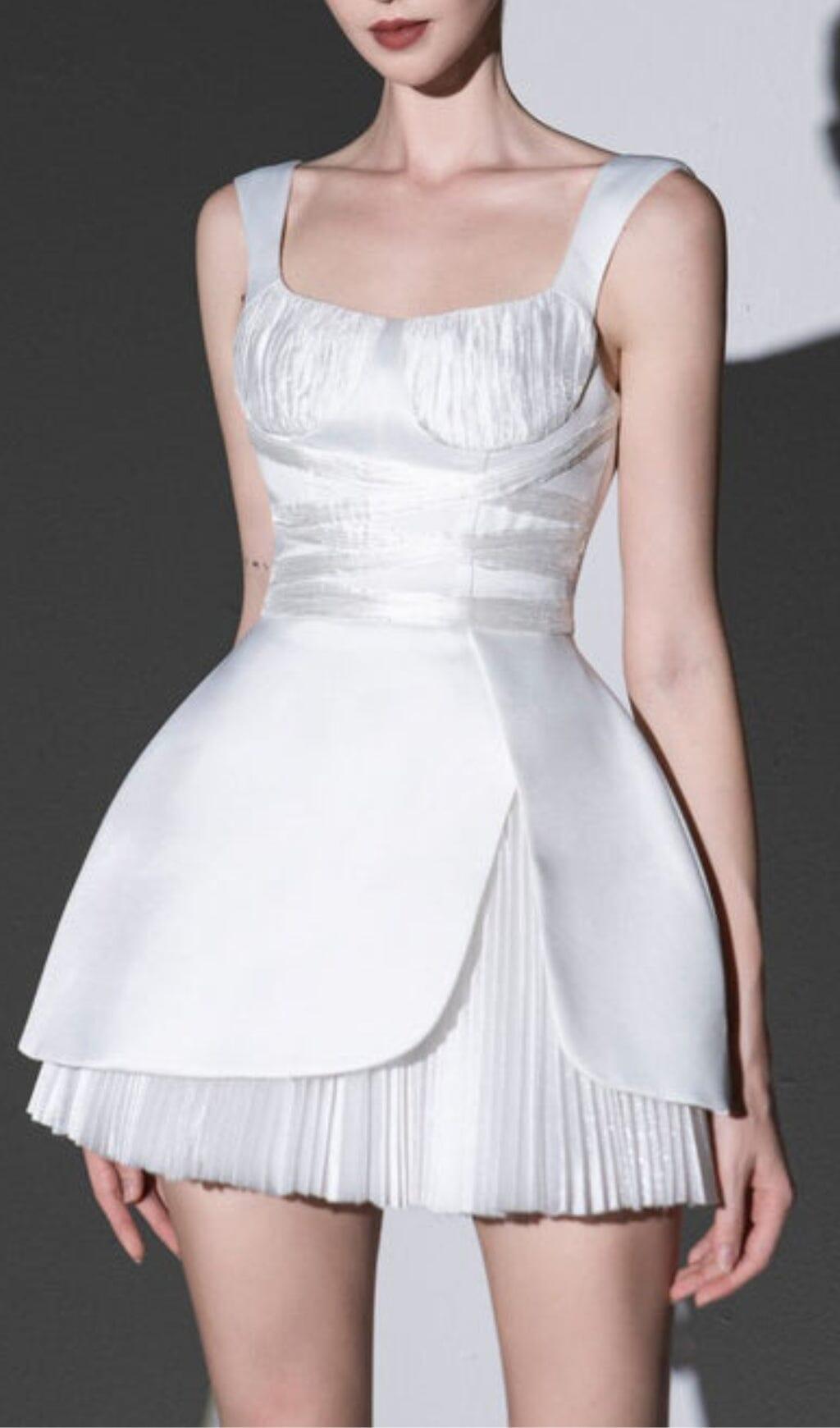 SQUARE NECK MINI DRESS IN WHITE