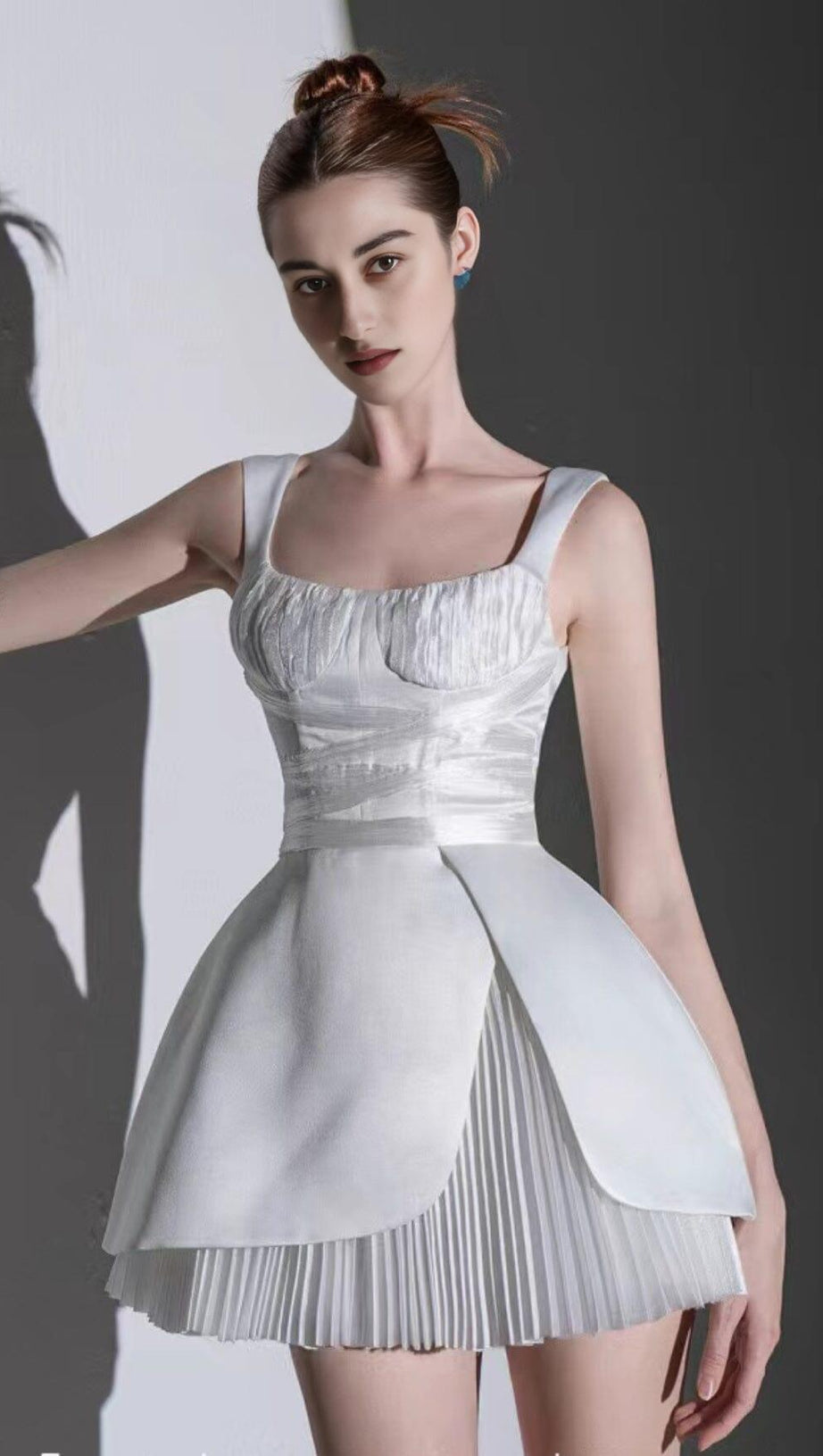 SQUARE NECK MINI DRESS IN WHITE