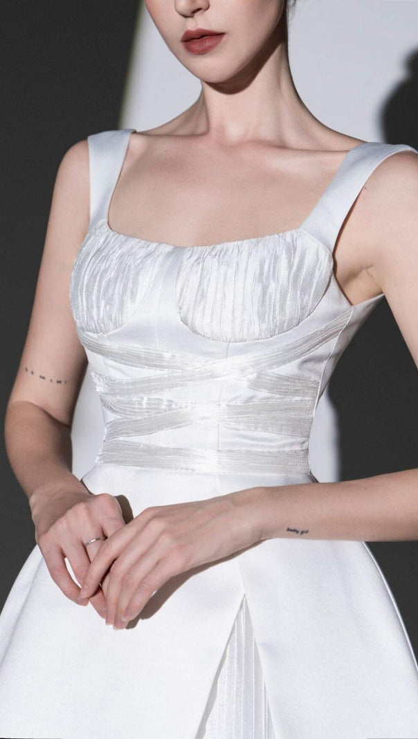 AIIZIE SQUARE NECK MINI DRESS IN WHITE - product image