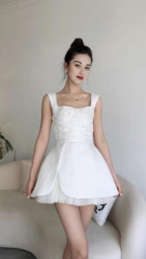 AIIZIE SQUARE NECK MINI DRESS IN WHITE - product image