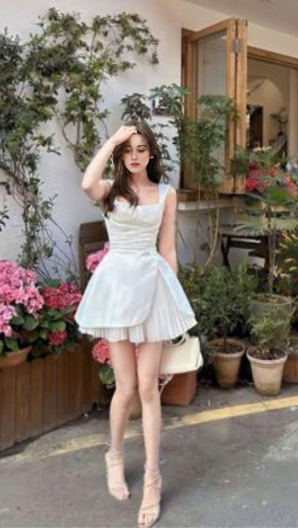 AIIZIE SQUARE NECK MINI DRESS IN WHITE - product image
