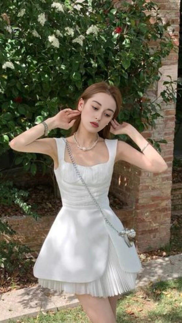 AIIZIE SQUARE NECK MINI DRESS IN WHITE - product image