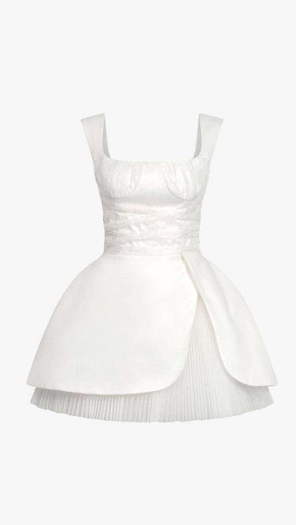 AIIZIE SQUARE NECK MINI DRESS IN WHITE - product image
