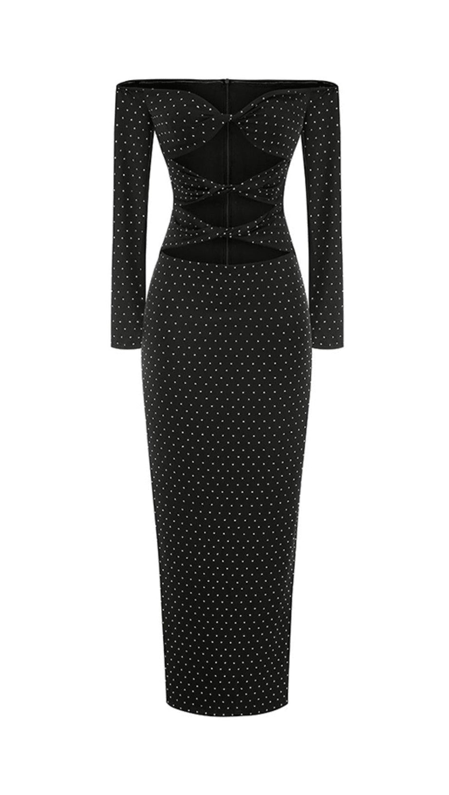 STRAPLESS BRIGHT DIAMOND HOLLOW SLIM MAXI DRESS