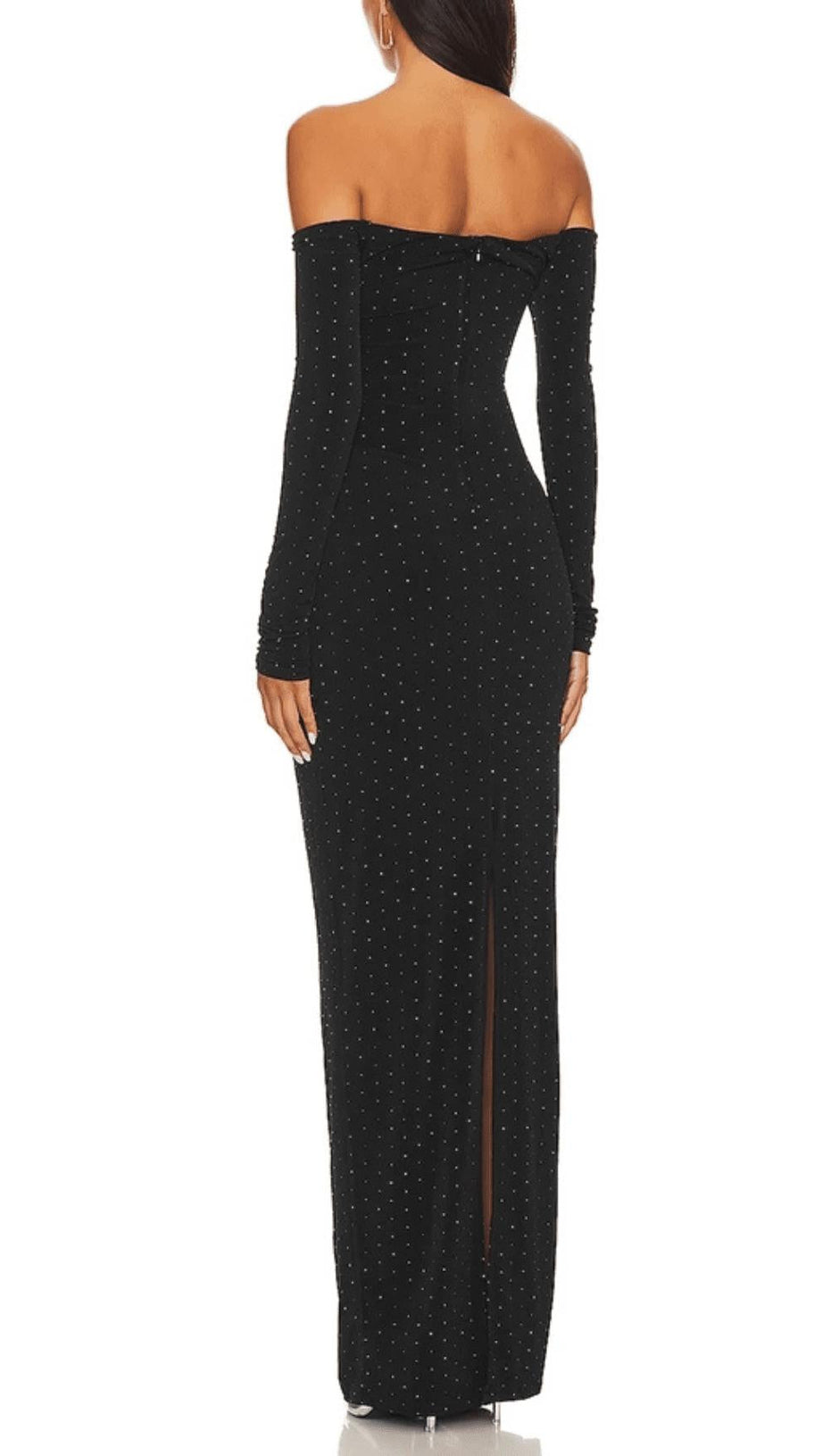 STRAPLESS BRIGHT DIAMOND HOLLOW SLIM MAXI DRESS