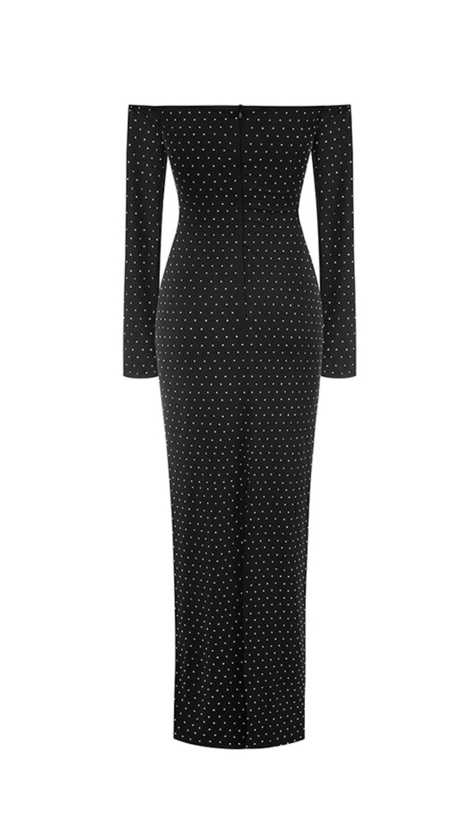 STRAPLESS BRIGHT DIAMOND HOLLOW SLIM MAXI DRESS