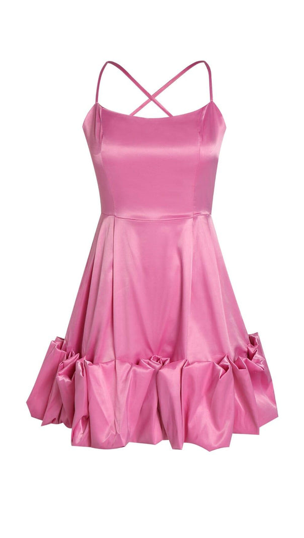 AIIZIE STRAPLESS HALTER SATIN MINI DRESS IN PINK - product image