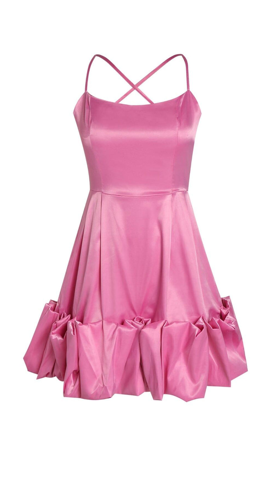 STRAPLESS HALTER SATIN MINI DRESS IN PINK