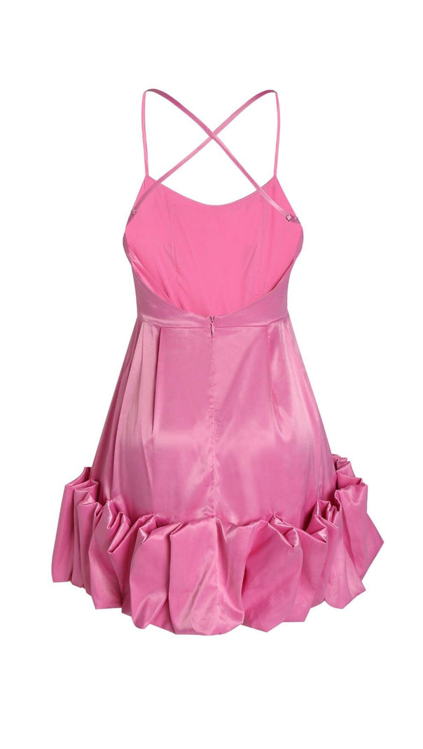 AIIZIE STRAPLESS HALTER SATIN MINI DRESS IN PINK - product image