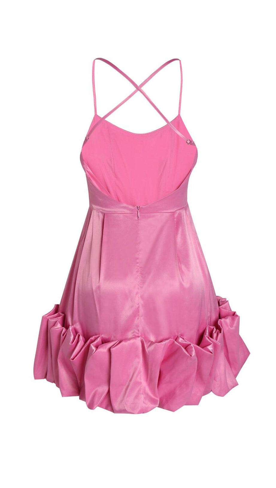 STRAPLESS HALTER SATIN MINI DRESS IN PINK