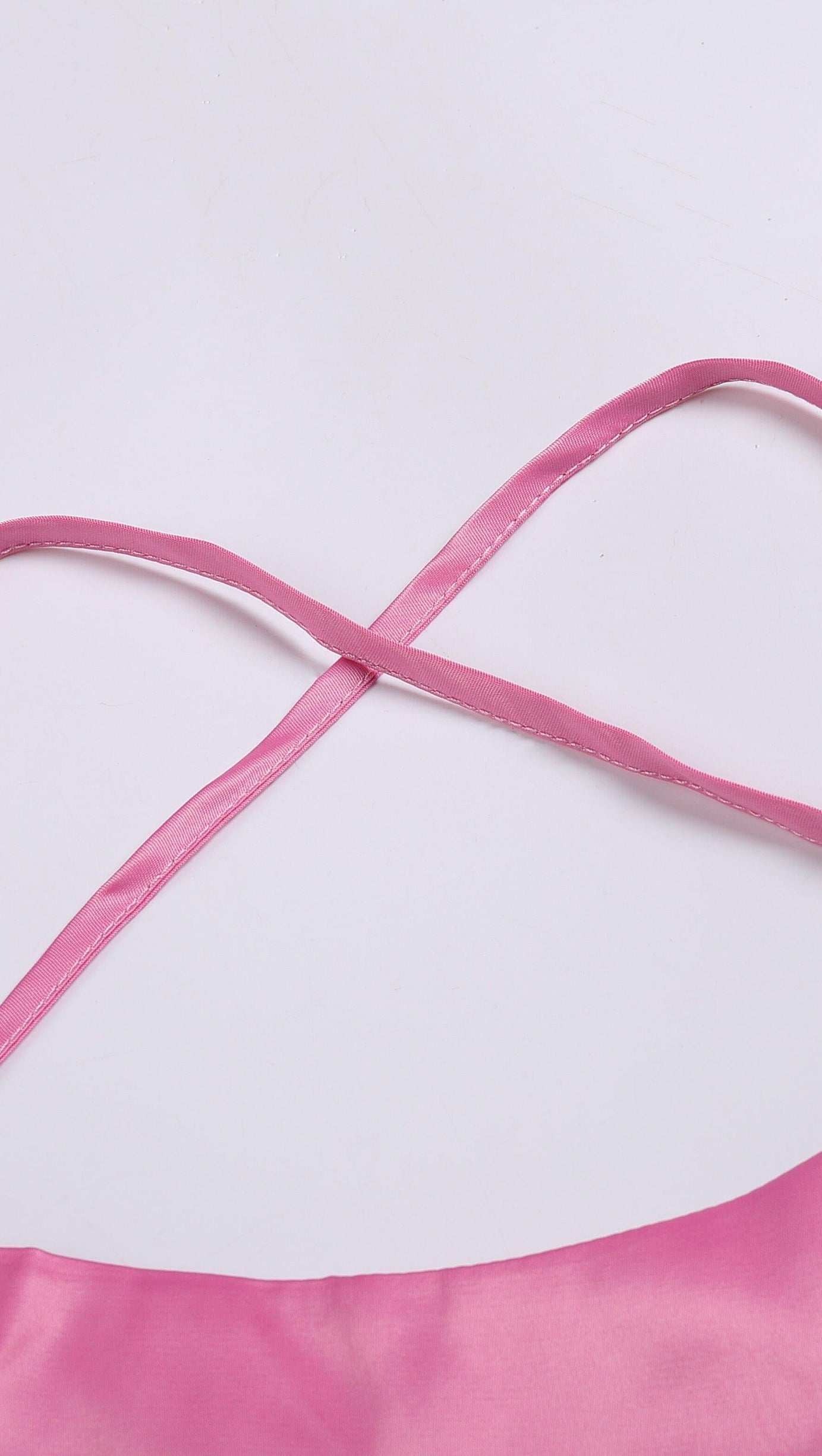 STRAPLESS HALTER SATIN MINI DRESS IN PINK