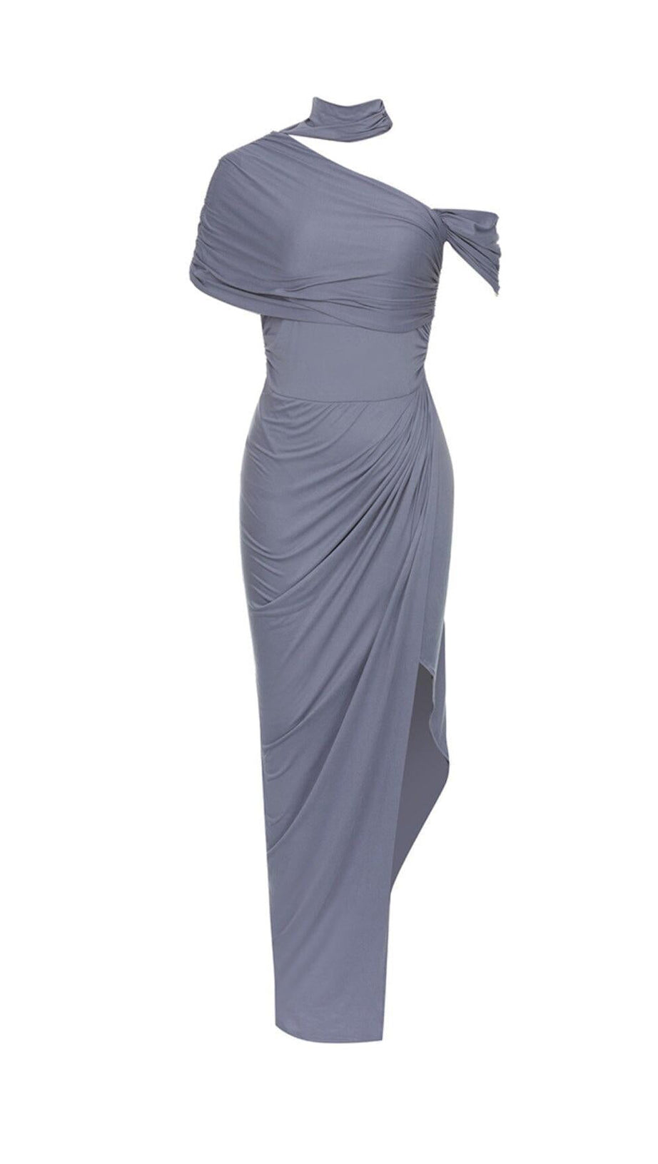ONE-SHOULDER OFF-SHOULDER SCHLANK GESCHNITTENES MIDIKLEID
