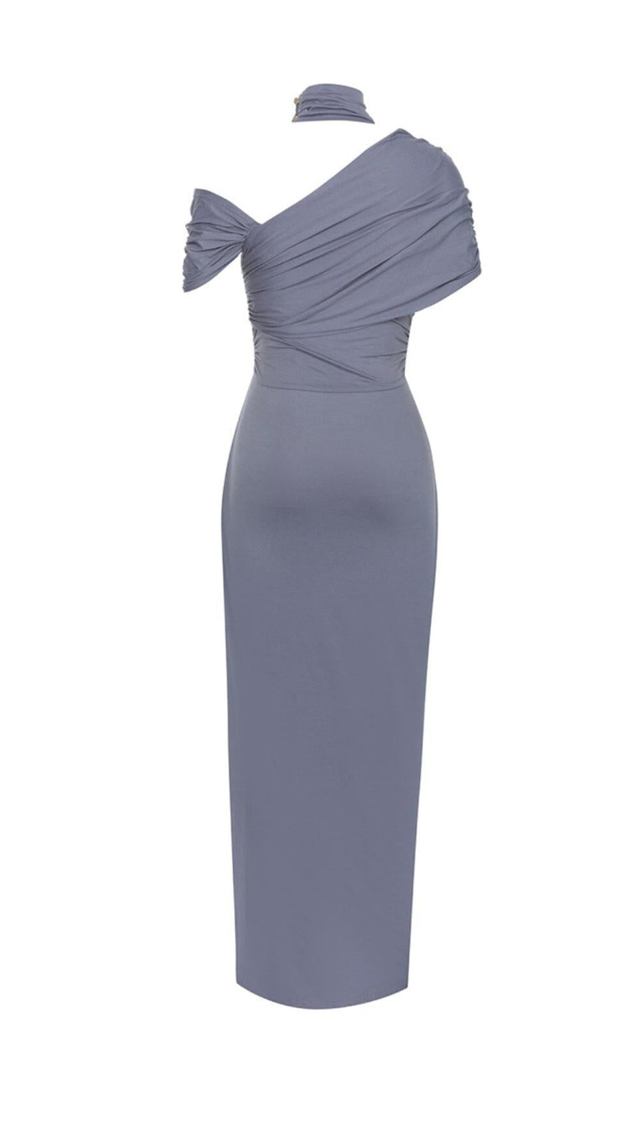 ABITO MIDI MONOSPALLA SCOLLATO CON SPACCO