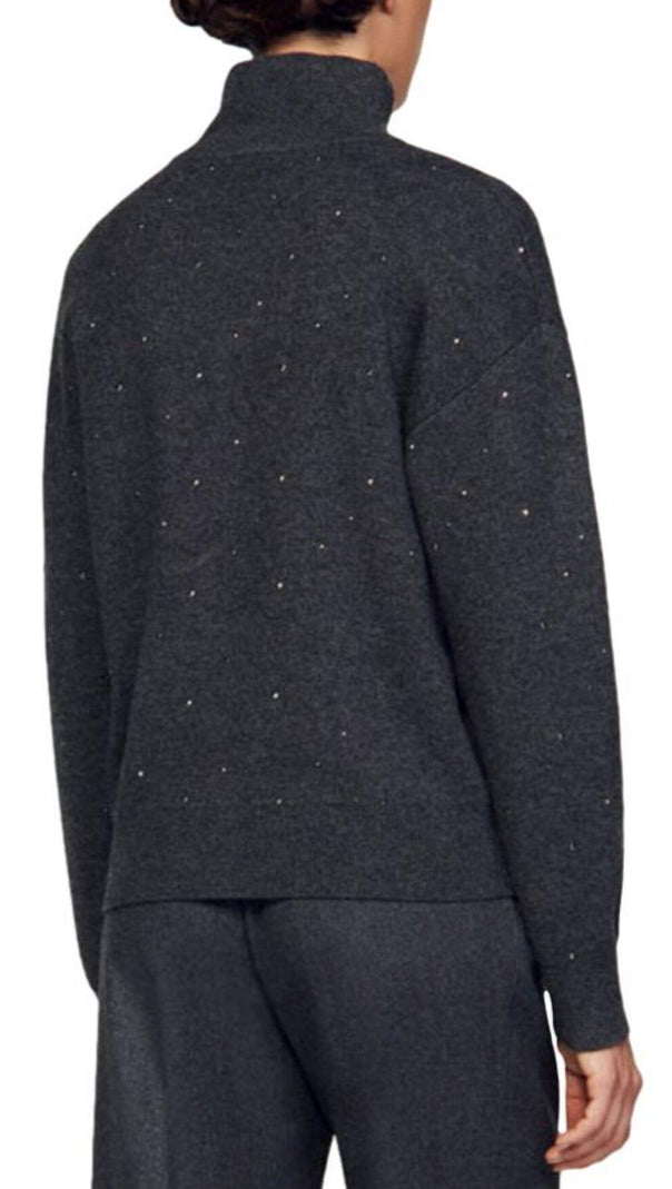 AIIZIE OSY RHINESTONE QUARTER ZIP SWEATER - product image